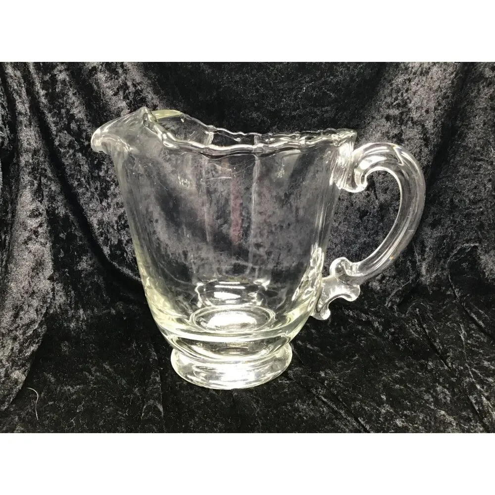 Vintage Fostoria Glass Ice Lip Water Pitcher Clear Mid Century Glassware Cottage